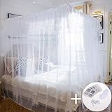 Faburo Moskitonetz Mückennetz für Doppelbetten 220×200×200cm Tragbar für Reise Zuhause mit Schraubhaken Aufhängeschnur (220×200×200cm)