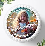 Tortenbild, Zuckerbild Personalisiert Tortenaufleger mit eigenem Foto und Text frei gestalten, Essbares Foto für Torten, Tortenbild zum Geburtstag, Tortenaufleger Ø 20cm - 9533.15