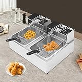 2x6L ÖL-Friteuse Friteuse Edelstahl Profi KüChe Kaltzonen Fritteuse FritöSe Elektrische Fritteuse kommerzielle Fritteuse für die Herstellung von Pommes frites Brathähnchen Zwiebelringen usw