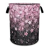 Kirschblüten-Wäschekorb, faltbar, wasserdicht, Oxford-Stoff, lustige Tragetasche, Wäschekorb, Kleideraufbewahrung, Eimer, Spielzeug-Organizer für Badezimmer/Wäsche-Aufbewahrung/Schlafzimmer, 48 x 41