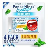 PaperMints CoolCaps - Instant Fresh Breath Mints zuckerfrei 4er Pack - 160 Kapseln Extreme Mundgeruch Behandlung für Erwachsene Atemerfrischer Perlen zur Mundgeruch Behandlung Ketofreundlich