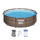 Bestway 56709-GS18 Steel Pro Max Stahlrahmenpool-Set mit Filterpumpe und Zubehör, 9150 L, blau, 366 x 366 x 100 cm
