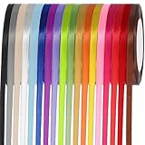 HOMSFOU 18 Rollen Dünne Bunte Stoffbänder Vielseitige Geschenk Blumen dekobänder aus Polyester Farbenfrohes Schleifenband für DIY Verpackung Hochzeit Handwerk und Bastelprojekte