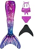 NAITOKE Meerjungfrauenflosse Mädchen mit Monoflosse Mermaid Tail Badeanzug zum Schwimmen