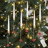 Nexoria Led Kerzen Weihnachtsbaum, 6 Stück Christbaumkerzen Led Kabellos Weihnachtsbaumbeleuchtung Kabellos Weihnachtskerzen mit Fernbedienung Flammenlose LED Kerzen mit Timer für Weihnachtsbaum (D)