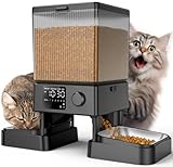 oneisall 5L Futterautomat Katze 2 Näpfe, Katzenfutter Automat mit einem Knopf, Einfache Bedienung, Futterspender für Katzen/Hunde, mit Edelstahlschüssel, Voice Recorder, für kleine/mittlere Haustiere