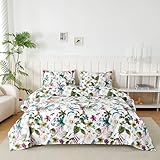 Homebliss Bettwäsche für französisches Bett 90 aus Mikrofaser, Bettwäsche-Set 3-teiliges Drucken und 1 Kissenbezug 50x80, Spannbettlaken 90x190/200 cm, Doppelbett 150x250 cm, Hawaii