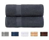 Todocama 2 große Badetücher, 100% Baumwolle, 550 g/m², extra weich, sehr saugfähig und schnell trocknend, Maße 100 x 150 cm, Dunkelgrau