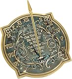 ANTIQUEMEDIEVAL Massives Messing mit Grünspan-Highlights, Glücks-Sonnenuhr, 25,4 cm Durchmesser