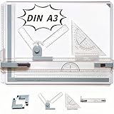 Ecliptix A3 Zeichenbrett Professioneller, DIN A3 Zeichenplatte mit Parallel-Zeichenschiene & Schnell-Zeichendreieck Doppelnutführung Einstellbar Winkel DIN Zeichenplatte für das Office Arbeiten