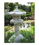 Deine Gartenoase Japanische Steinlaterne Yukimi auf Säule S, Zement, Weiss