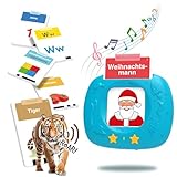 HOMESTEC Deutsche Sprechende Lernkarten 144 Blätter 288 Wörter, Learnspielzeug für Jungen Mädchen 2 3 4 5 6 Jahre, Gutes Spielzeug und Geschenke für Kinder Weihnachten, Geburtstag, Neujahr, Blau