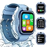 AstraMinds 4G Smartwatch für Kinder mit GPS, Telefon & Videoanruf, IP67 Wasserdicht, Kinderuhr in Blau für Jungen & Mädchen 3-14 Jahre, Schrittzähler, SOS