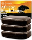O Naturals 3x Afrikanische Schwarze Seife/African Black Soap 342g - Natürlich, 100% Vegan & Bio-Zutaten -Feuchtigkeitsspendende Afrikanische Seife Schwarz/Black African Soap