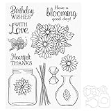 Transparent Rubber Stamp Blumenvasen Siegel mit Schneidematte DIY Bastelset für Scrapbooking und Handgemachte Geschenke aus hochwertigem TPR Material Christmas Gifts