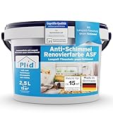 Plid® Anti Schimmel Renovierfarbe Innen Weiß 2,5L [FÜR ALLE WÄNDE] - Antischimmelfarbe für feuchte Räume, Bad & Küche - Wandfarbe weiß - Langzeitschutz gegen Schimmelbefall - Made in Germany