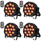 DELIBANG 4 PCS RGBW LED Strahler Akku, Wiederaufladbar 12 LED Bühnenlicht mit Fernbedienung und Timing, LED Par Outdoor Effektstrahler 8CH für Party Bar Bühne Hochzeit Weihnachten
