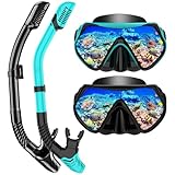 LITTLEJSY Schnorchelset Erwachsene, Schnorcheln Set mit Anti-Fog Taucherbrille und Dry Schnorchel, Professionelle Schnorchelmaske Tauchmaske aus Gehärtetem Glas für Schnorcheln (Black+Green)