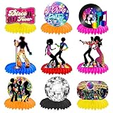 Disco Deko Tischaufsätze 70er Party Waben Tischdekoration, Dancing Queen Party Tischmittelstücke Disco deko 70er 80er 90er Thema Party Dekorationen 1970er Disko Party Mittelstücke für Tisch,9 Stück