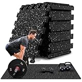 bemaxx Bodenschutzmatte Fitness – 18 Eva/Gummi-Matten im Set: Gym Fitnessgeräte Sportmatte Puzzlematte Laufbandmatte Fitnessmatte Unterlegmatte Sportgeräte Trainingsmatte Bodenmatte Gymnastikmatte