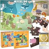 all Kids United® XXL Puzzle Tiere Kinder-Spielzeug ab 2 Jahren; Motorik & Lernspielzeug mit Tieren und Landschaft; 90x60 cm Montessori Puzzlespiel, mit 33 bunten Puzzlestücken