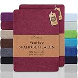 NatureMark 2er Pack FROTTEE Spannbettlaken, Spannbetttuch für kuschelig weiche Nächte, in viele Größen und Farben erhältlich | 90x190 cm - 100x200 cm - Bordeaux rot