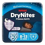 Huggies DryNites Nachtwindeln bei Bettnässen, für Jungen 8-13 Jahre (30-48 kg), 9 Stück