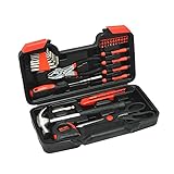 39-teiliges Haushalts-Werkzeugset mit Werkzeugkoffer – Universal DIY Werkzeug Set mit Hammer, Schraubendreher, Zange & Maßband für Zuhause, Garage, Büro & Studentenwohnheim