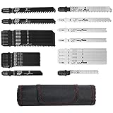 43tlg. Stichsägeblätter Set, stichsägeblätter holz, T-Schaft Stichsägeblatt, HCS HSS, für Holz und Metall Metallschneiden, Zubehör Stichsäge mit Rolltasche