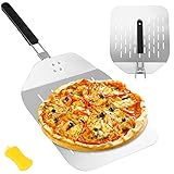Pizzaschieber Edelstahl Perforiert, Pizzaschaufel für den Grill Oder Ofe Pizzastein mit Praktischen Einklapp-Griff,Stabileres Profi Heimgebrauch Pizza Schaufel zum Einfachen Verstauen für Große Pizza
