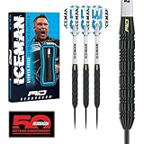 RED Dragon Gerwyn Price Iceman Darts Set - 22 Gramm Brass Steeltip Dartpfeile with Flights and Shafts (Stems)