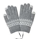 Heizhandschuhe – Wiederaufladbare Beheizte Handschuhe, USB-beheizte Handschuhe | Vollfinger-gestrickte Beheizte Touchscreen-Handschuhe, Waschbare Laptop-Handschuhe, Handwärmer, Winter-Fäustlinge
