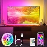 MY LAMP TV LED Hintergrundbeleuchtung,4.4M RGB Led Beleuchtung mit IC Music Sync APP-Steuerung und Fernbedienung USB LED Strip für 65-75 Zoll Fernseher,Monitor