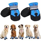 QKURT 4 Stück Hundeschuhe,Hundestiefel Pfotenschutz,wasserdichte Hundeschuhe mit reflektierenden Riemen,Verstellbare,waschbare rutschfeste Hundeschuhe,Pfotenschützer Hundeschuhe für Mittlere Hunde