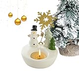 Kerzenhalter für Weihnachten – Schneemann und Rentier aus Keramik | Teekerzenhalter für Weihnachten | für Party, Wohnzimmer, Schlafzimmer, Küche, Büro, Schreibtisch, Regal, Hochzeit