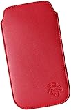 Davii Schutztasche Handytasche für Apple iPhone 14/14 Pro, Einsteck Lasche ziehen, Handytasche Einschub, Etui innen weich Adler Standard LE Rot