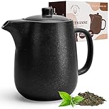 Happy Lemuro Teekanne mit Siebeinsatz - 1,2 l - Keramik Teekanne Schwarz (Anthrazit) - Teapot - Teekanne Steingut - Tee Zubehör - Tea Pot - Teezubereiter für Losen Tee