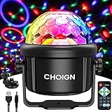 Discokugel, CHOIGN DiscoLicht Partylicht LED Musikgesteuert DJ party Lampe 360° Rotierende Discokugel Kinder, Lampe mit Fernbedienung und USB Kabel für Kinder, Weihnachten, Geburtstag