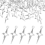 Mabor 100pcs DIY Silber Anhänger für Armbänder,Anhänger Zum Basteln Silber Sterne Schmuckherstellung Kleiner Hohler Vierzackiger Sternanhänger Metall Schmuck Handwerk Armband Ohrringe Halskette