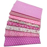 Jukway 8 Stück Baumwollstoff Meterware 50 x 50 cm Stoffpaket Baumwolle Stoffreste DIY Patchwork Baumwolltuch mit vielfältigen Mustern Stoffe zum Nähen Quilten Dekoration Handwerken (Rosa)