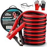 CarSweep® Starthilfekabel + Handschuhe & Schutzbrille - 4 Meter - 2000A - Extra robust - Auto/Bus/LKW/Boot - inkl. Aufbewahrungstasche