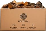 Holzflix original Brennholz Set Buche 30kg/72l Box ofenfertiges Brennholz, Kaminholz (kammergetrocknet) & Anfeuerholz & Holzwolle - Scheitlänge: 25 cm
