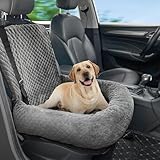 Hundesitz Auto für Kleine bis Mittlere Hunde – Sicherheitssitz für Haustiere, abnehmbar und leicht zu reinigen, komfortabler und kuscheliger Autositz für Haustiere (Grau, Mittelgroße Hunde)