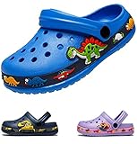 DRECAGE Unisex Kinder Clogs Pantoffeln Dinosaurier Gr.24-30 EU, Eva Gartenclogs Gummi Badeschuhe Hausschuhe für Jungen Mädchen 29 EU Blau