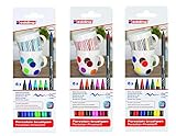 edding 4200 Porzellan-Pinselstift (auch für Glas und Keramik) - 3x Farb-Set mit 6 Farben - Porzellan-Brushpen zum Bemalen und Beschriften von Geschirr, Tassen und ofenfestem Glas