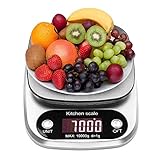 MRKU Digitale Küchenwaage, 22 lb, 10 kg/1 g, elektronische Multifunktionswaage zum Backen und Kochen von Lebensmitteln mit hochpräziser Taschenwaage aus Edelstahl
