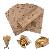 100 Blätter Deli Backpapier für Korb, Großformat 38x28cm, Ölbeständiges Mattierungspapier für Burger, Pommes, Butterbrot, Käse, Wrap