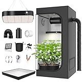 TOPRON Growzelt Komplettset Anbau Set mit 200W LED Vollspektrum Grow Lampe Dimmbar, 120x120x200cm GrowZelt Kit Komplettes Hydroponics Grow Tent Complete Set(120x120x200cm)