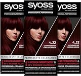 Syoss Color Coloration 4_22 Leuchtendes Rot Stufe 3 (3 x 115 ml), permanente Haarfarbe für bis zu 10 Wochen Farbintensität und 70 % weniger Haarbruch*