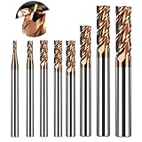 ASNOMY 8tlg VHM Schaftfräser 4 Flöten Hartmetall Nutenfräser Fräser Durchmesser 2-12mm CNC Schaftfräser Schlicht Fräser Set für Metall - AlTiN beschichtet 55 HRC
